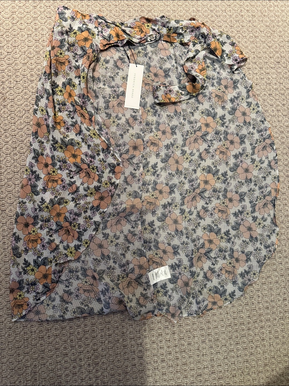 Veronica Beard Floral Swim Sarong in Peach, Yellow & Black